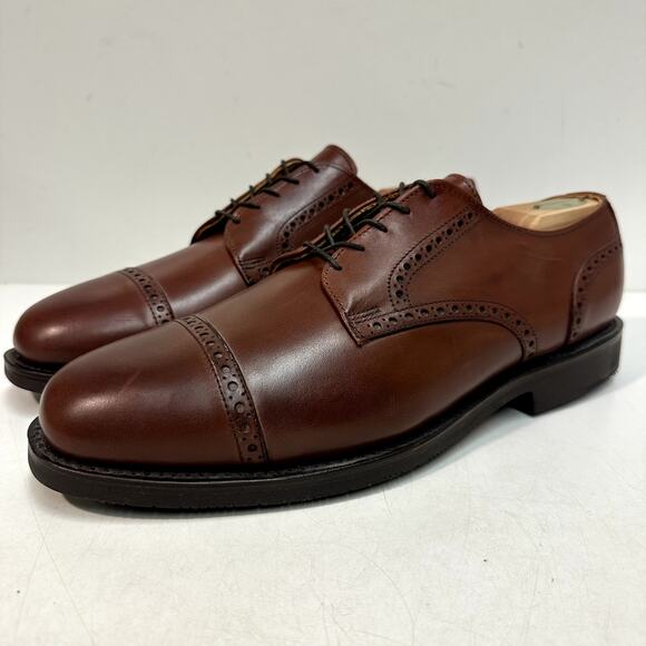NWOT NOS Allen Edmonds Benton Cap Toe Derby Brogue Chili Brown Vibram USA 11.5 - Picture 1 of 12